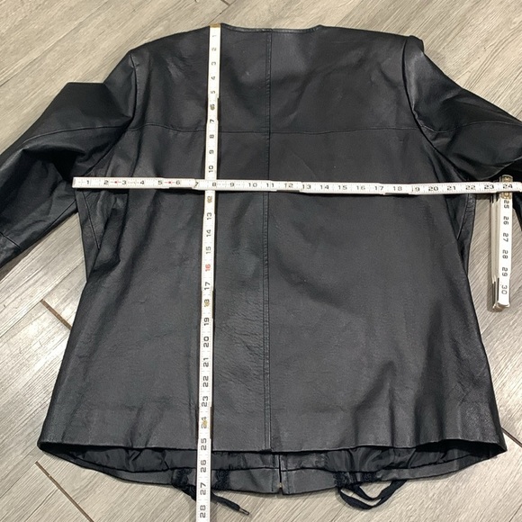 Venezia Lane Bryant Vintage Black Leather Braid Detail Zip Front Jacket size 16W - Picture 10 of 12